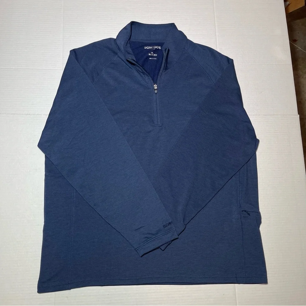 Bonobos Golf Shirt 1/4 Zip Pullover Men’s XL Navy Blue Long Sleeve Sweatshirt